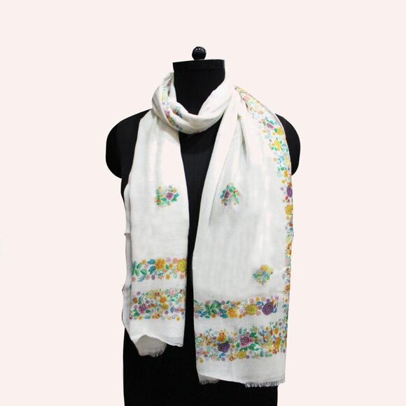 Floral Silk Wool Scarf - Picture 2 of 4